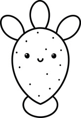 Obraz premium cartoon vector kawaii prickly pear line art on w (1).eps