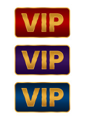 VIP Badges Elegant Element in Red, Purple, and Blue with Golden Text