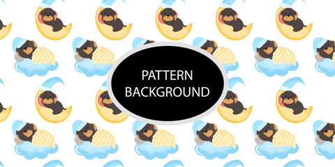 Fototapeta premium cute doodle dog pattern background. Baby dog new born pattern background design. fabric, textile. Trendy scandinavian vector background. Perfect for kids apparel,fabric, textile, nursery decoration