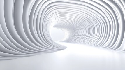 Naklejka premium Futuristic Abstract White Tunnel with Flowing Curved Shapes