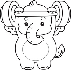 Obraz premium Cute Elephant icon. Funny baby Elephant animal series stock illustration. Life of fluffy Elephant designs. Coloring pages of Funny baby Elephant.