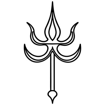 black trident symbol on white background clip art preview