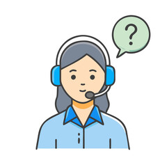 Fototapeta premium Simple Vector Icon Illustration Of Customer Support Women 