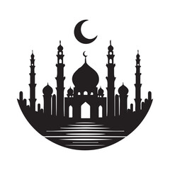 Fototapeta premium minimal A beautiful mosque design for Islamic culture white background