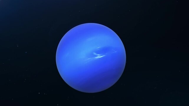 Beautiful Blue Planet Neptune in Space slowly rotating. 3D animation of Planet Neptune