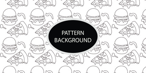 Handrawn fast food pattern background. Trendy scandinavian vector background. Perfect for kids apparel,fabric, textile, nursery, decoration wrapping paper