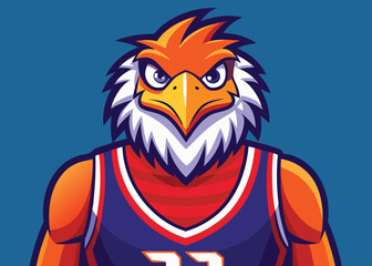 Energetic Eagle in Basketball Jersey and Shorts Dynamic Vector Mascot with Sports Team Style and Bold Athletic Details Design 