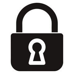 lock icon on metal button silhouette 