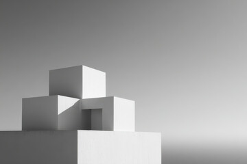 Fototapeta premium create photorealistic ultraminimalist image featuring monochromatic geometric shapes against contemporary backdrop