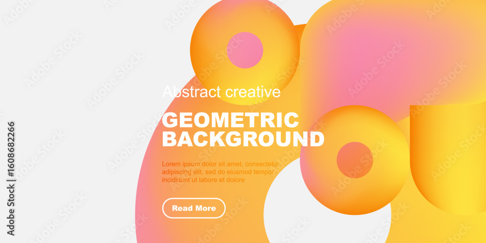 Aufkleber abstract geometric background features vibrant circles, gradients. text promotes content with read m