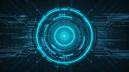 Futuristic digital interface with glowing circular HUD elements and data streams in virtual cyberspace matrix concept for advanced technology, cybersecurity, and artificial intelligence innovation - Powered by Adobe