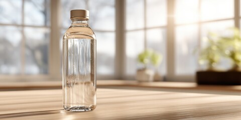 Modern Clear Plastic Water Bottle Hydration Reminder Premium Wellness Lifestyle Product for Young Professionals Marketing and Social Media Campaigns
