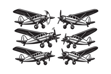 Retro Airplane Silhouette Vector Collection
