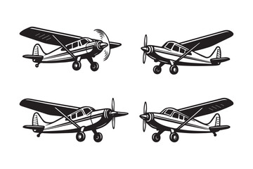 Retro Airplane Silhouette Vector Collection