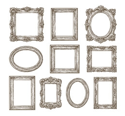 Antique Frames Vector Set - 10 Elegant Line Art Designs
アンティークフレーム