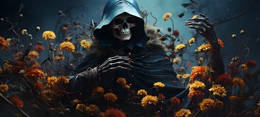 A necromancer grim reaper , a small creature made of glass that is sitting in the palm of your hand,generative AI