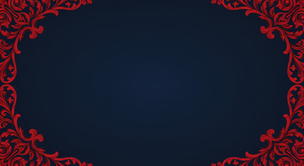 Ornate red frame on dark navy