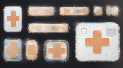 Aid Band Plaster Strip Medical Patch Set. Vector