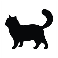 Black silhouette of a cat standing with tail raised