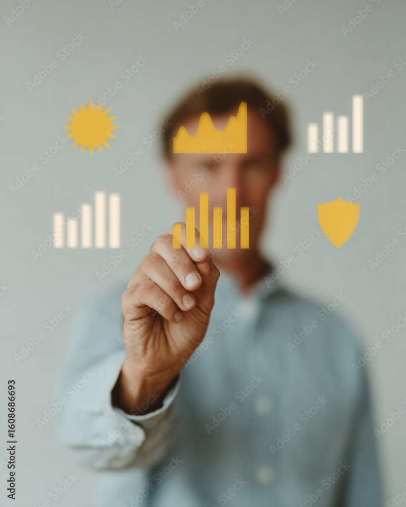 Aufkleber professional businessman performing vulnerability scan with cybersecurity graphs modern analytical p