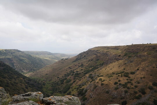 The ruins of Gamla city, located in the Gamla Nature Reserve, Golan Heights, northern Israel