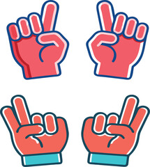 Fototapeta premium set of hand gestures. Hand Gesture Vector Illustration – Various Human Hand Signs in Silhouette or Outline for Communication, Symbolism, UI Icons, Body Language, or Cultural Expression
