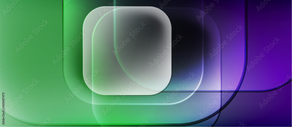 Poster abstract composition. gradient colors blend, creating rounded rectangles. soft light effects suggest