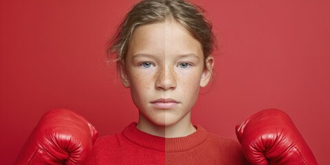 Professional side by side comparison of young girls facial skin before and after excessive summer UV exposure, premium health education content for youth awareness