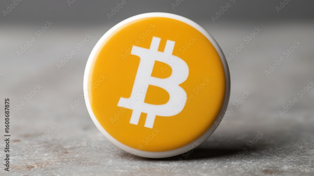 Poster conceptual icon of a bitcoin displayed on a watchlist widget panel for cryptocurrency monitoring and