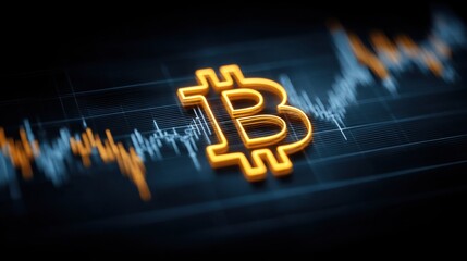 Glimmering gold bitcoin sign set against a sleek black background representing wealth and digital currency trends