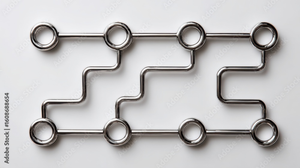 Poster intricate metal wall hanging featuring a flowchart design illustrating a dynamic process and concept