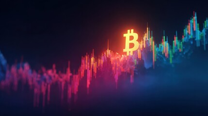 Bitcoin on a visually engaging background representing digital currency and innovative financial solutions