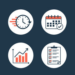 Project Management Icons Time Schedule Checklist Graph