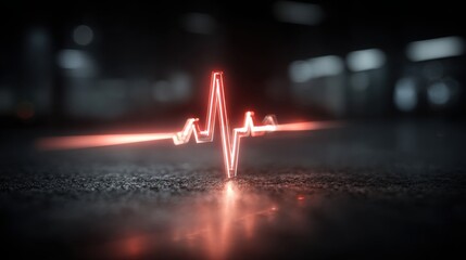 Heartbeat pulse indicator visualized on floor displaying the rhythm and life-force of a heartbeat in graphic form