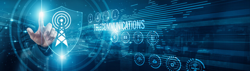 Network engineer protecting signals, telecommunications infrastructure, connectivity, broadband mobile 5G data transfer switching towers coverage transmission systems.