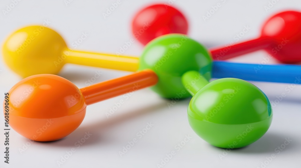 Poster colorful bunch of balls symbolizing business synergy and collaboration in a minimal network map conc