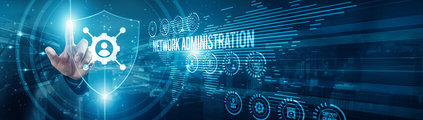 Network administrator protecting infrastructure Network administration tasks, device configuration system maintenance performance monitoring protocols, and support connectivity.