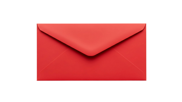 red envelope, isolated on transparent background for mail, communication, generative with ai
