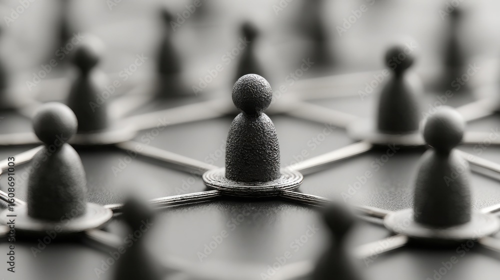 Poster group of people standing in a circle representing coordinated growth grid in an icon concept for tea