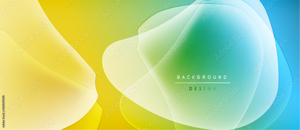 Aufkleber abstract fluid shapes blend yellow, green, blue hues. soft gradients create dynamic background desig