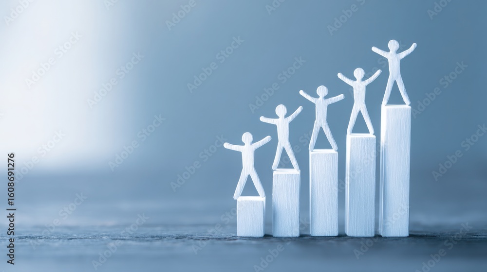 Aufkleber group of people standing on top of stacked books symbolizing growth and knowledge within a collabora