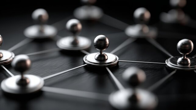 A collection of spheres arranged on a black surface illustrating growth team matrix and node concepts