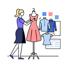Fashion Designer Adjusting Dress
