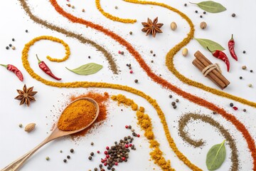Circular Arrangement of Dried Red Chilies on White Background