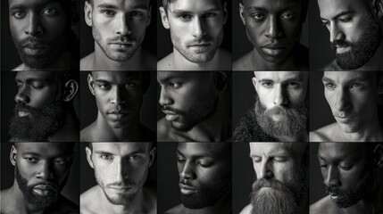 Diversity in Portraits: A Black and White Collection of Male Faces