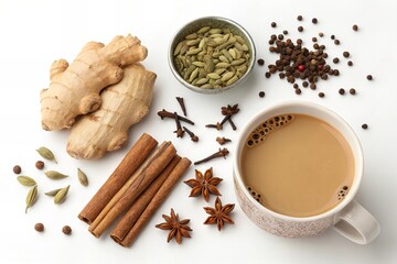 Bay Leaves, Curry Leaves, and Dry Ginger on White Surface