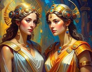 古典的なギリシャ風衣装を着た人物