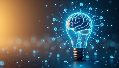 Brain & Lightbulb: AI Innovation & Thought Inspiration Concept