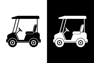 Golf Buggy Silhouette. Side View Vector Icon for Golf Course Use