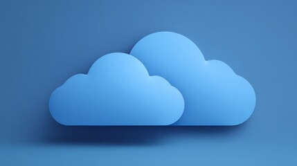 Pair of soft blue, 3D puffy clouds casting subtle shadows on a light blue backdrop